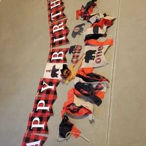 Buffalo Plaid Happy First Birthday Banner